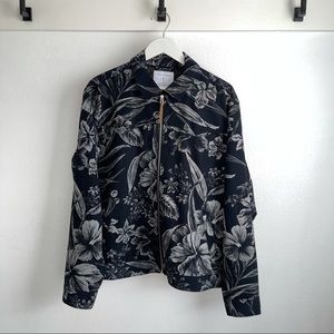Floral Harrington Poly Jacket UO